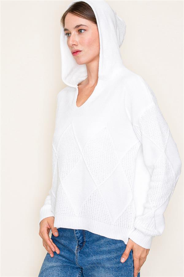 Long Sleeve Textured Chenille Pullover Sweater