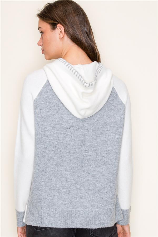 Long Sleeve Blanket Stitch Detailed Pullover Sweater