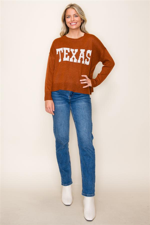 Texas Crew Neck Pullover Sweater