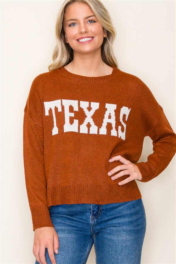 Texas Crew Neck Pullover Sweater