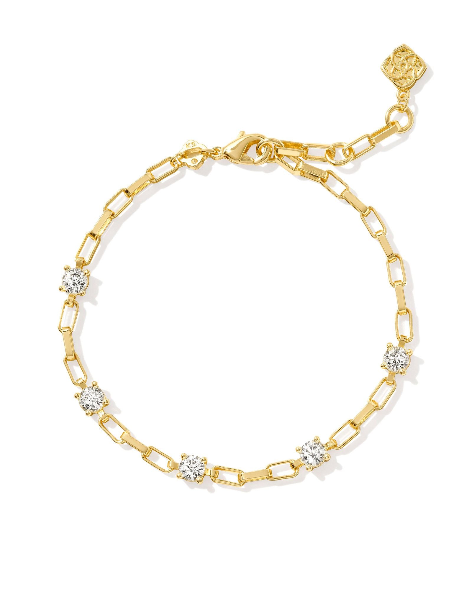 Lexi Chain Bracelet Gold White Crystal 9/13