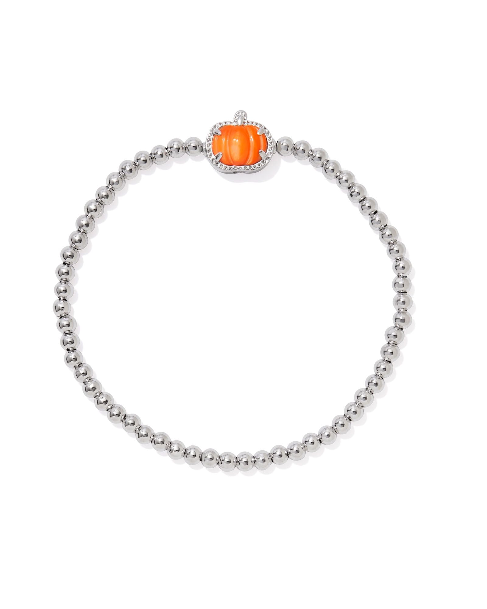 Pumpkin Stretch Bracelet Silver Orange Mother of Pearl