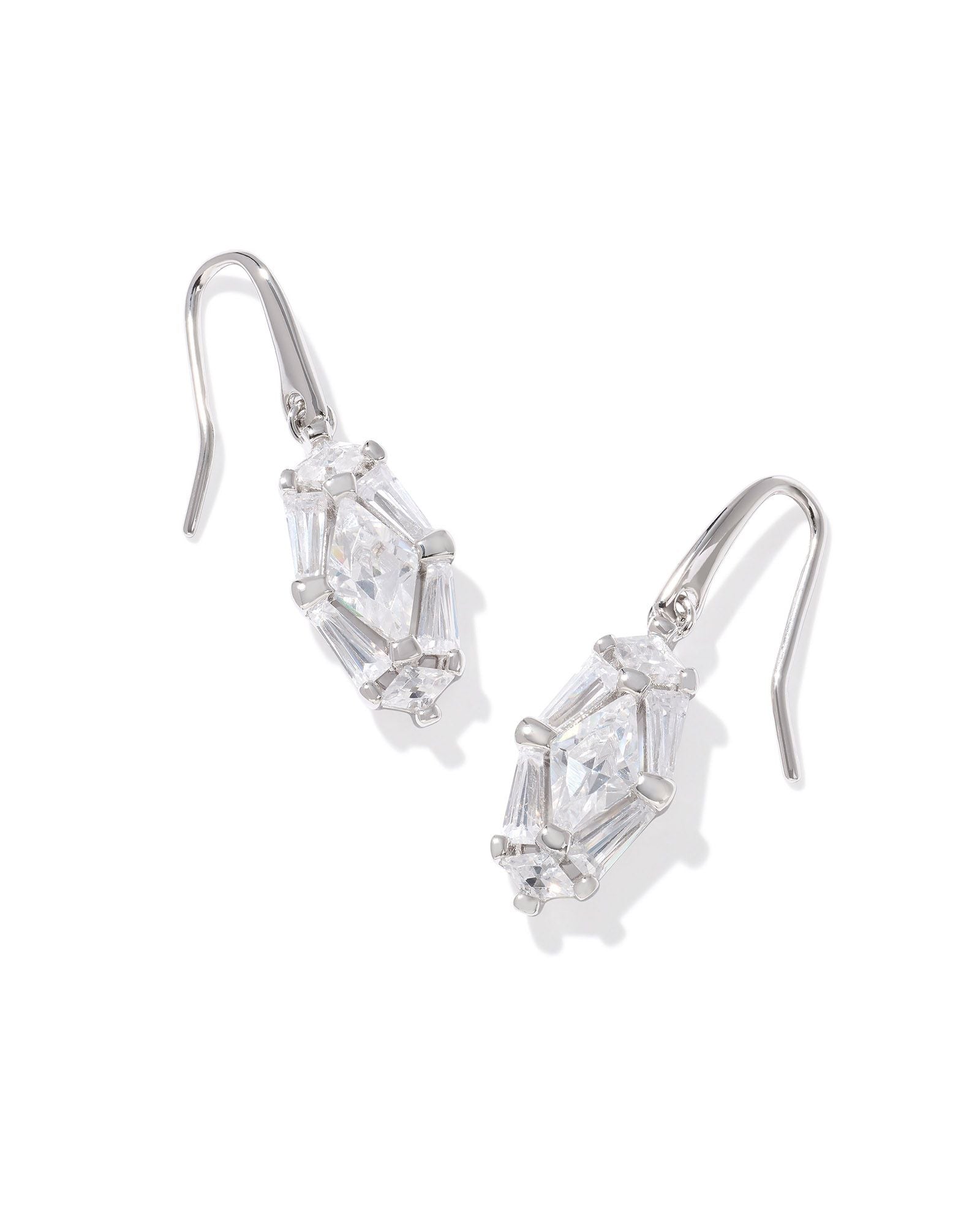 Lindy Rae Lee Silver Drop Earrings White Crystal