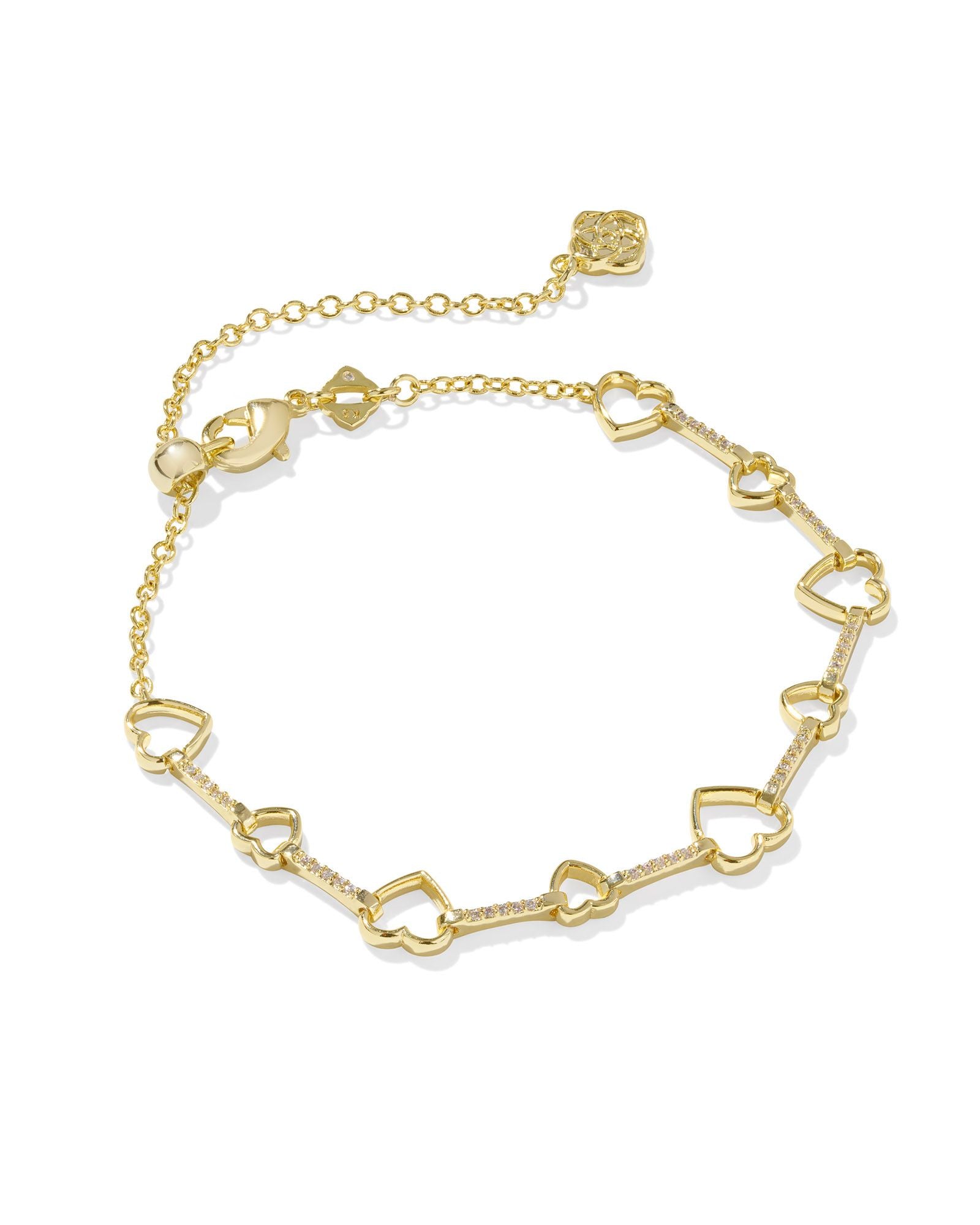 Haisley Heart Gold Delicate Chain Bracelet White Crystal