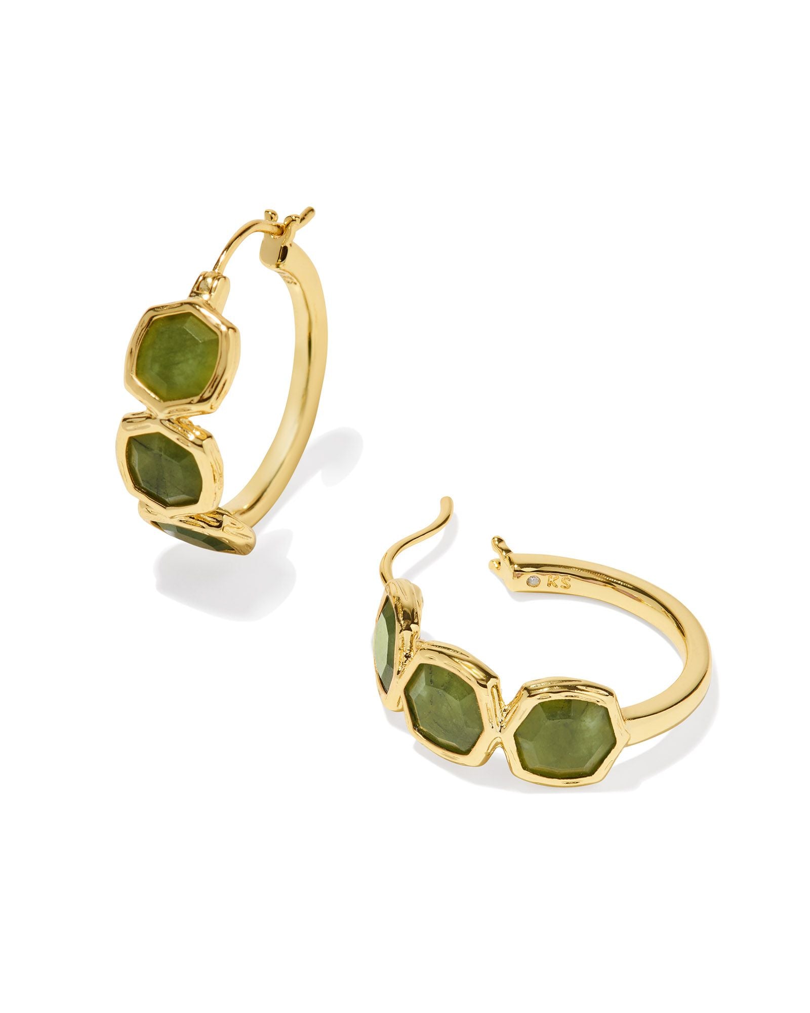 Maura Vintage Gold Hoop Earrings Sage Serpentine