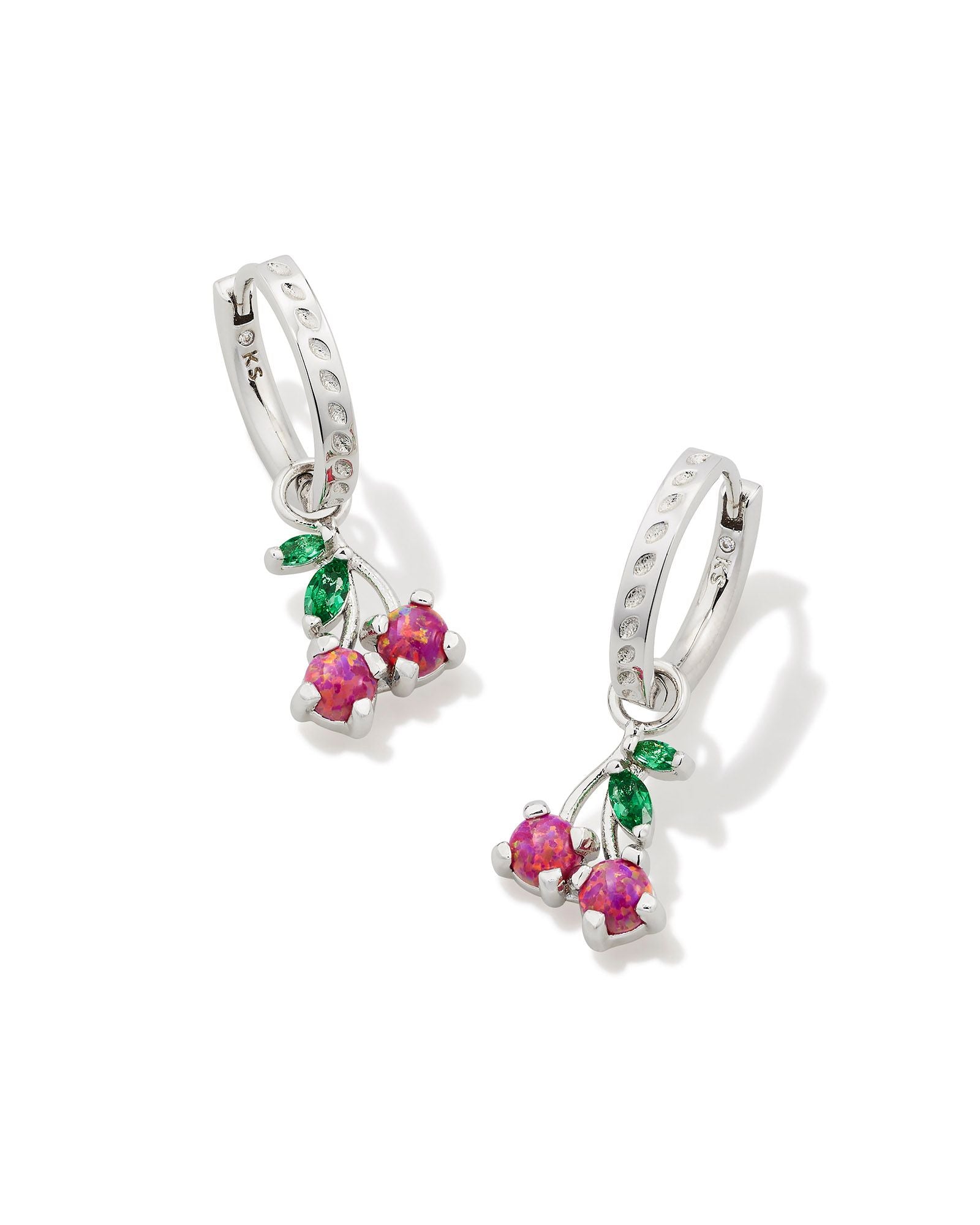 Sale Cherry Silver Huggie Earrings Berry Kyocera Opal