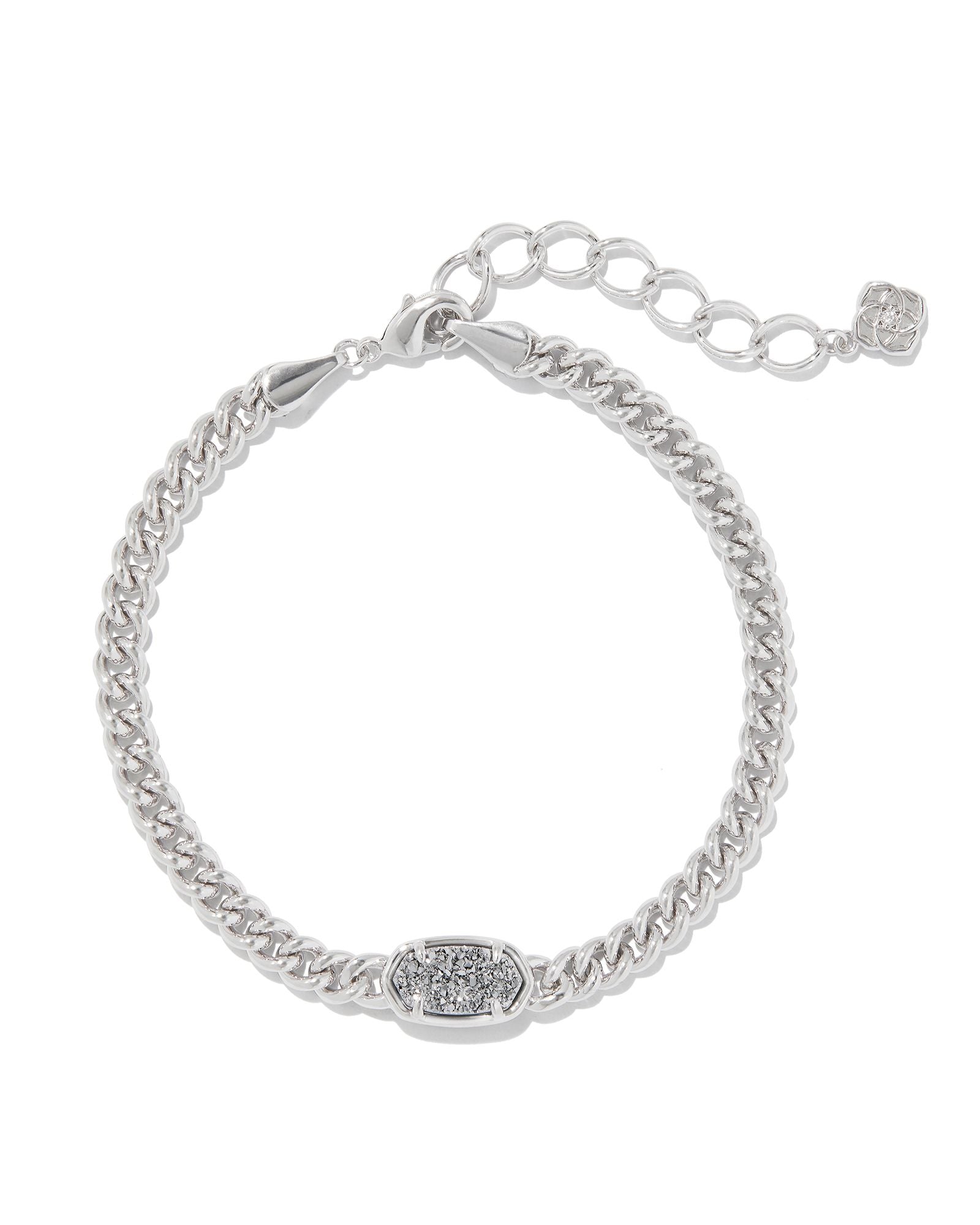 Grayson Silver Delicate Link and Chain Bracelet Platinum Drusy 6/29