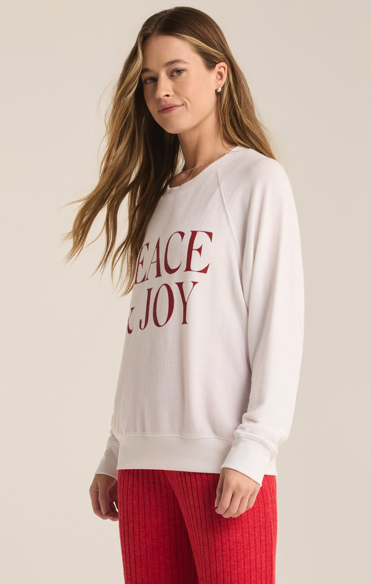 Cassie Peace and Joy Raglan Long Sleeve Top