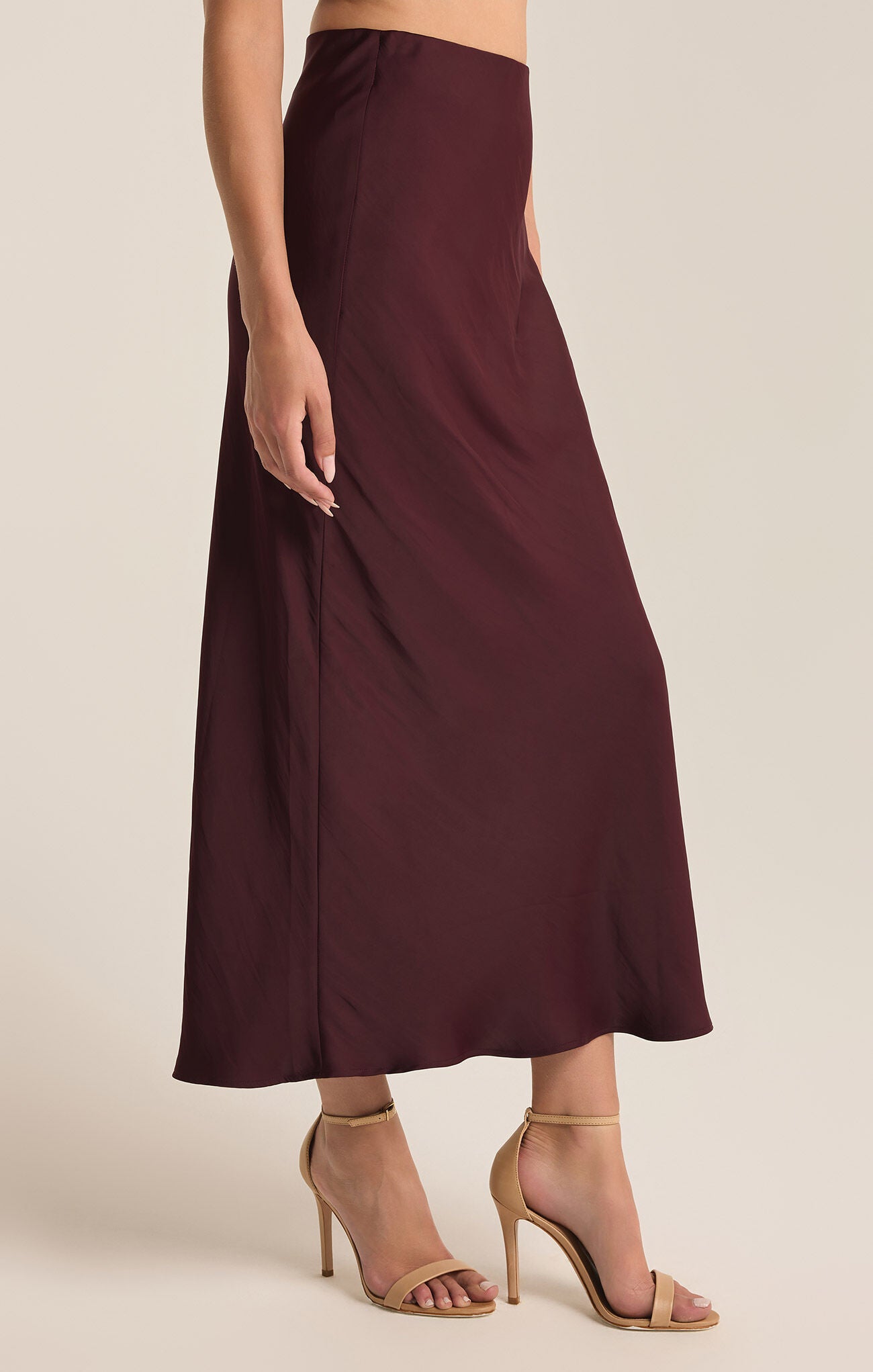 Europa Luxe Sheen Midi Skirt Berry Wine