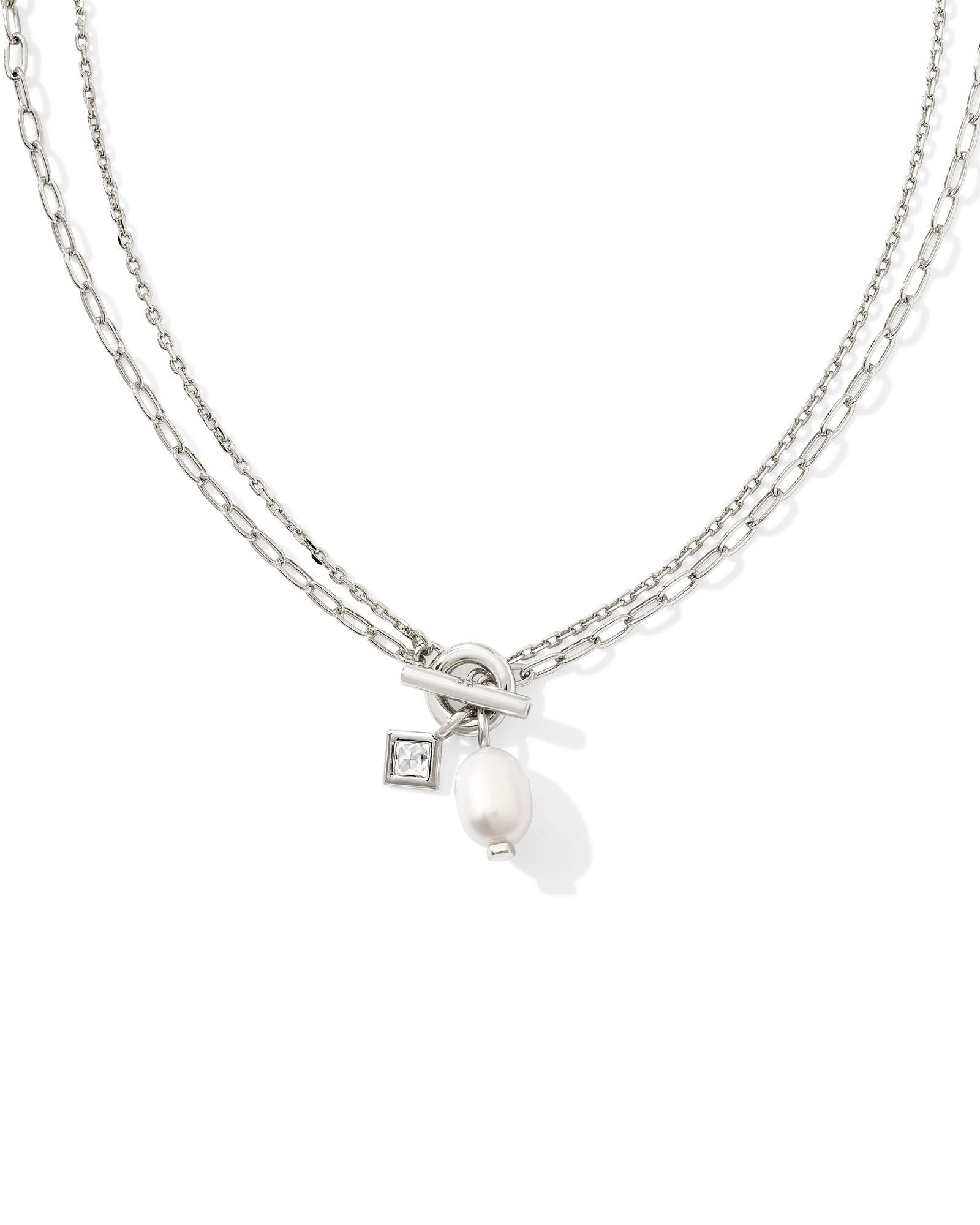 Eve Chain Milti-Strand Silver Necklace White Pearl