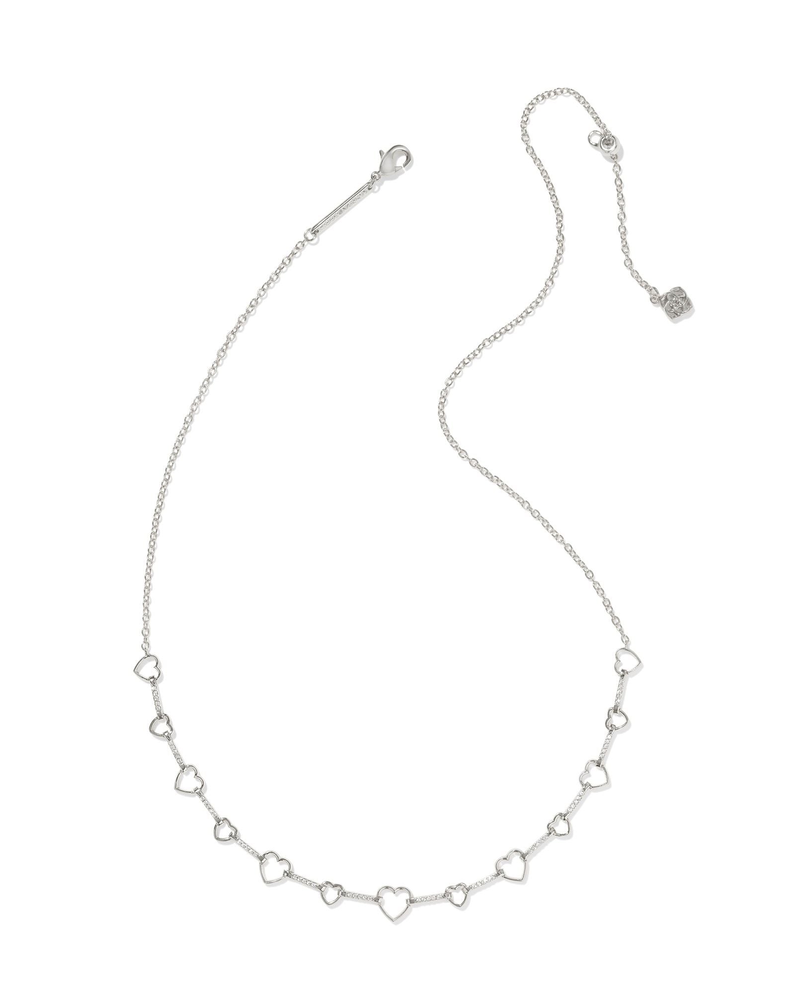 Haisley Heart Silver Strand Necklace White Crystal