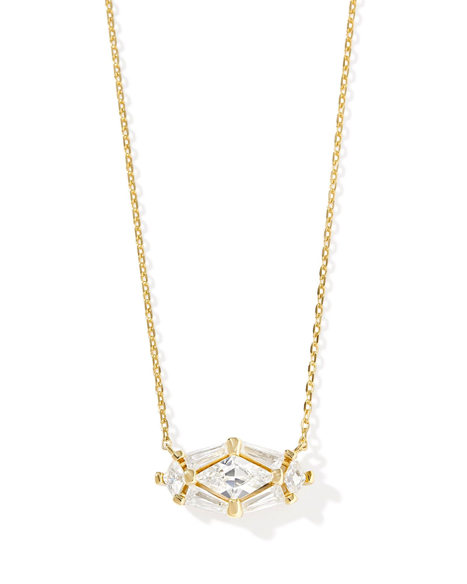 Lindy Rae Elisa Gold Short Pendant Necklace White Crystal