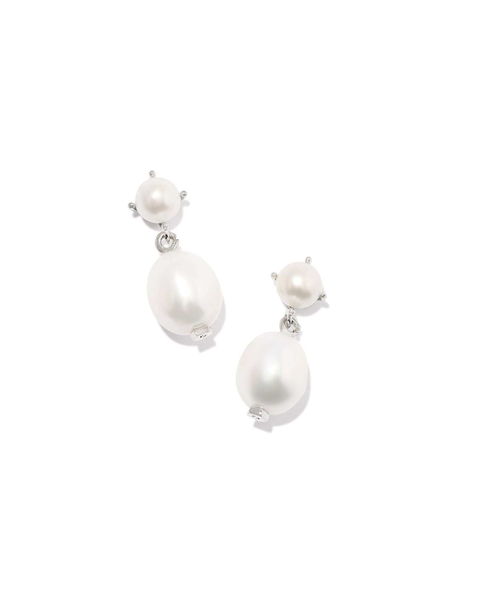 Eve Drop Earrings Silver White Pearl