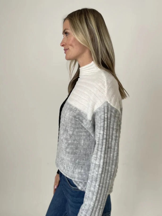 Maggie Color Block Funnel Neck Sweater