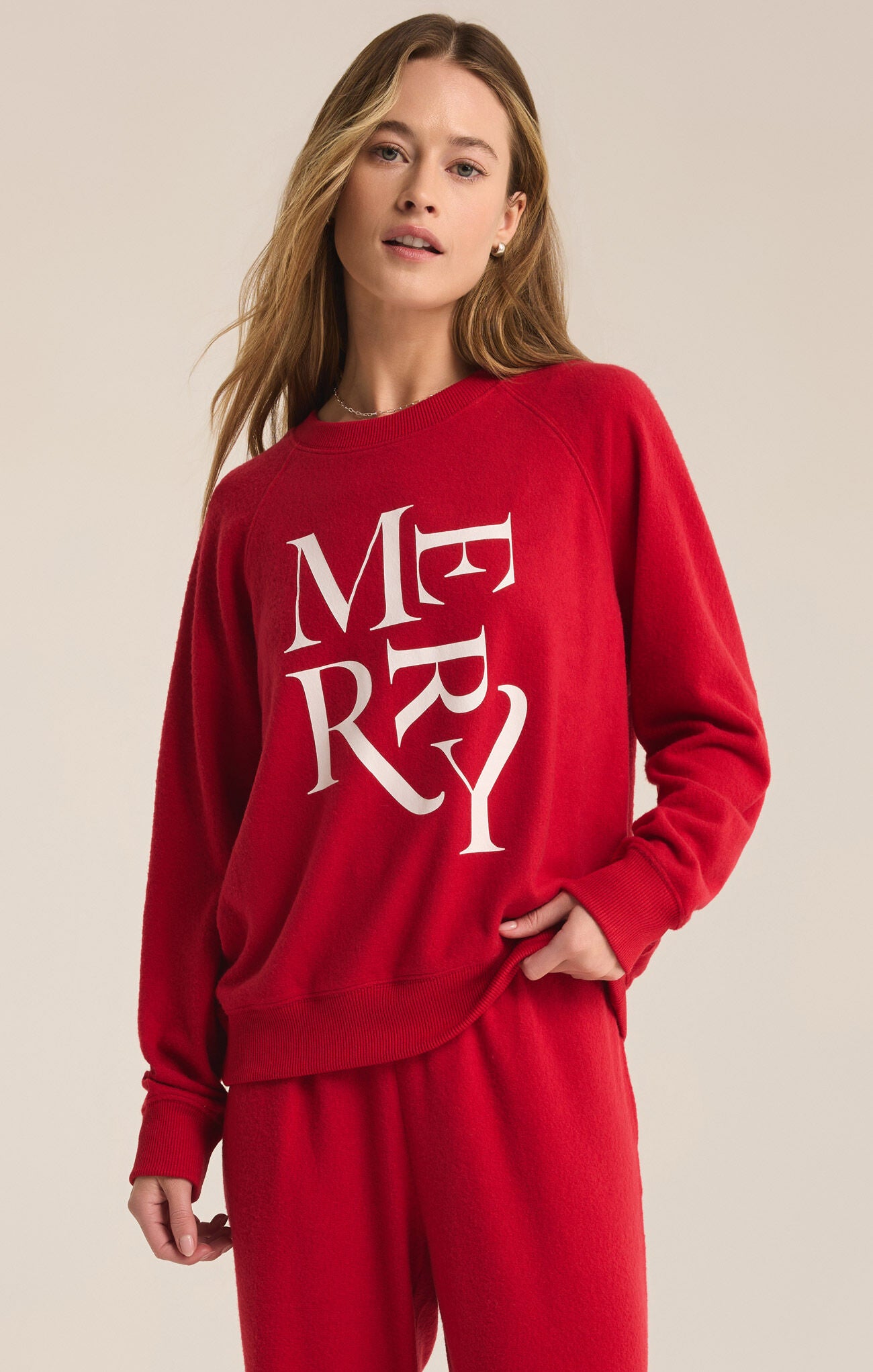 Cassie Merry Long Sleeve Top Haute Red