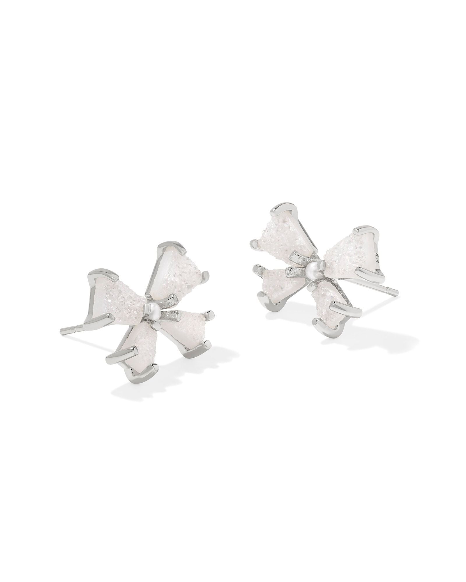 Blair Silver Bow Small Stud Earrings Iridescent Drusy