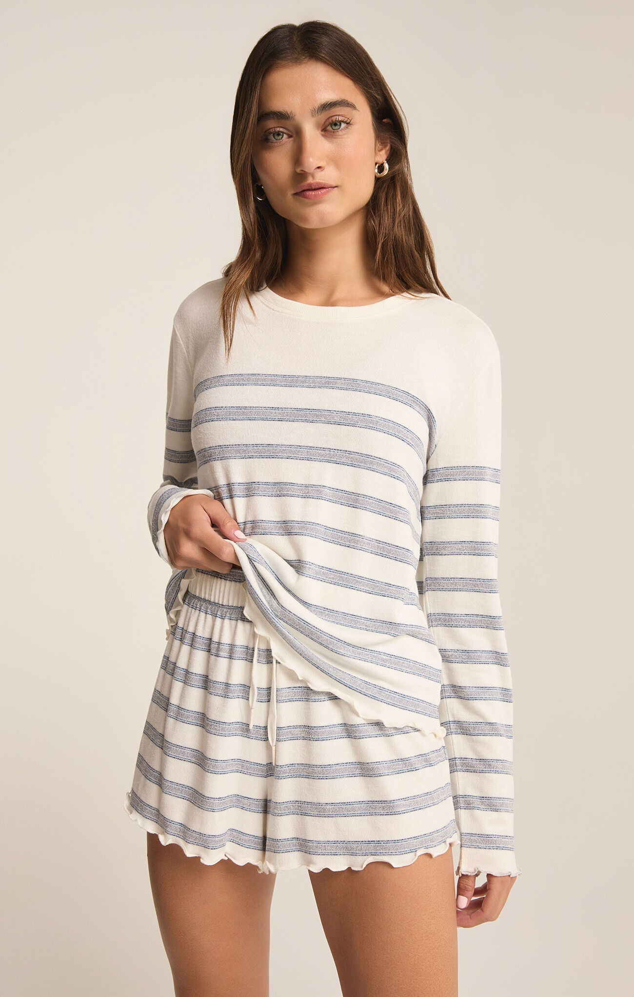 Hometown Stripe Long Sleeve Top Vanilla Ice