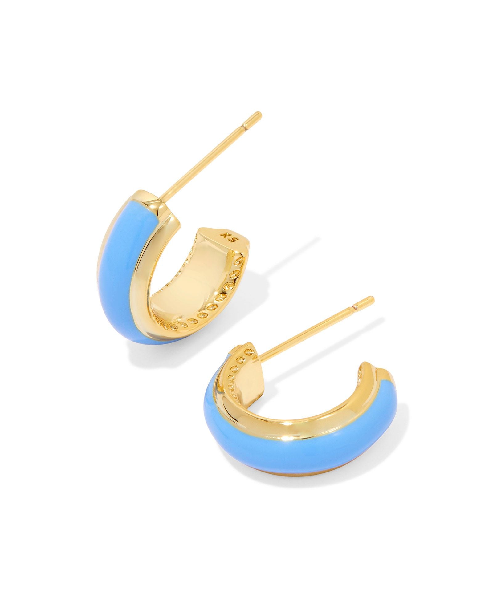 Ainsley Huggie Earring Gold Light Blue Enamel