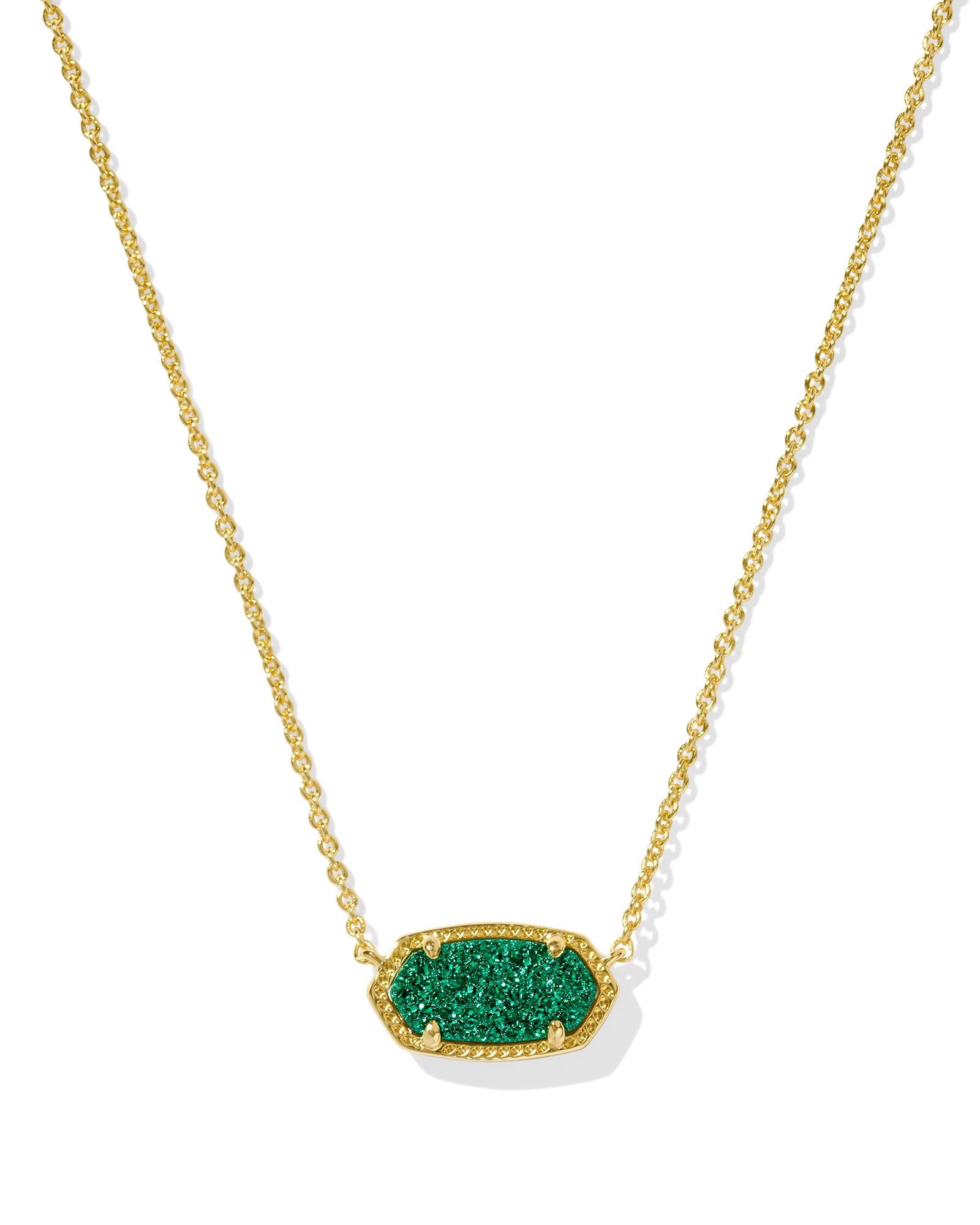 Elisa Gold Short Pendant Necklace Emerald Durzy