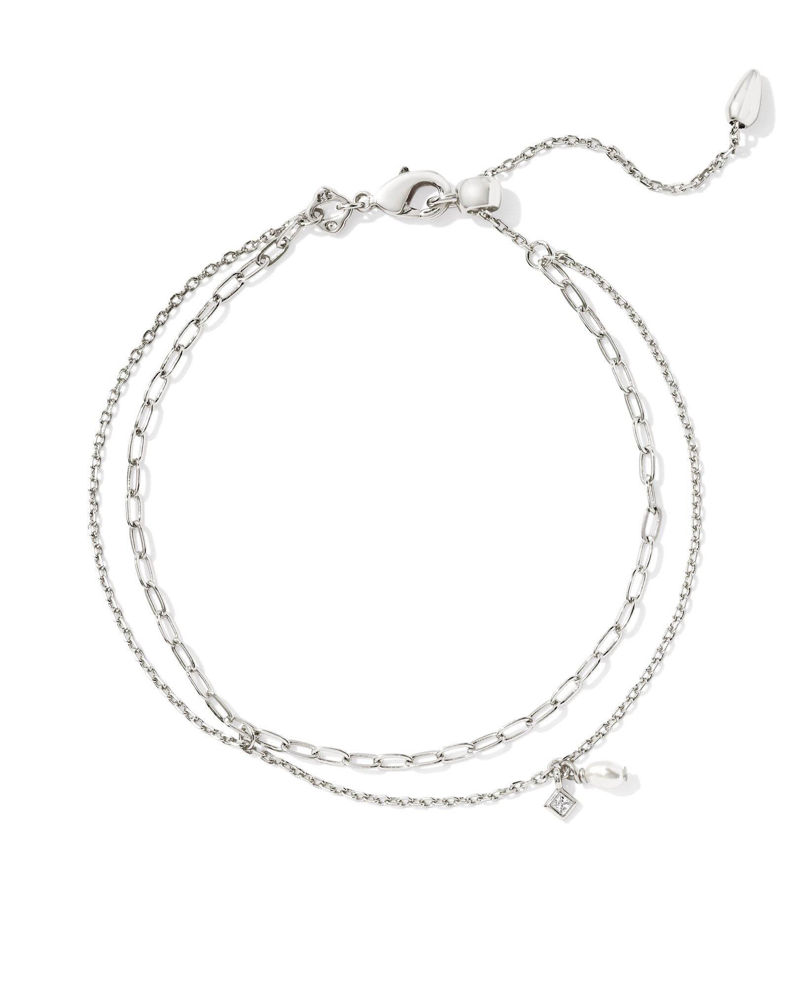 Eve Silver Multi Strand Bracelet White Pearl