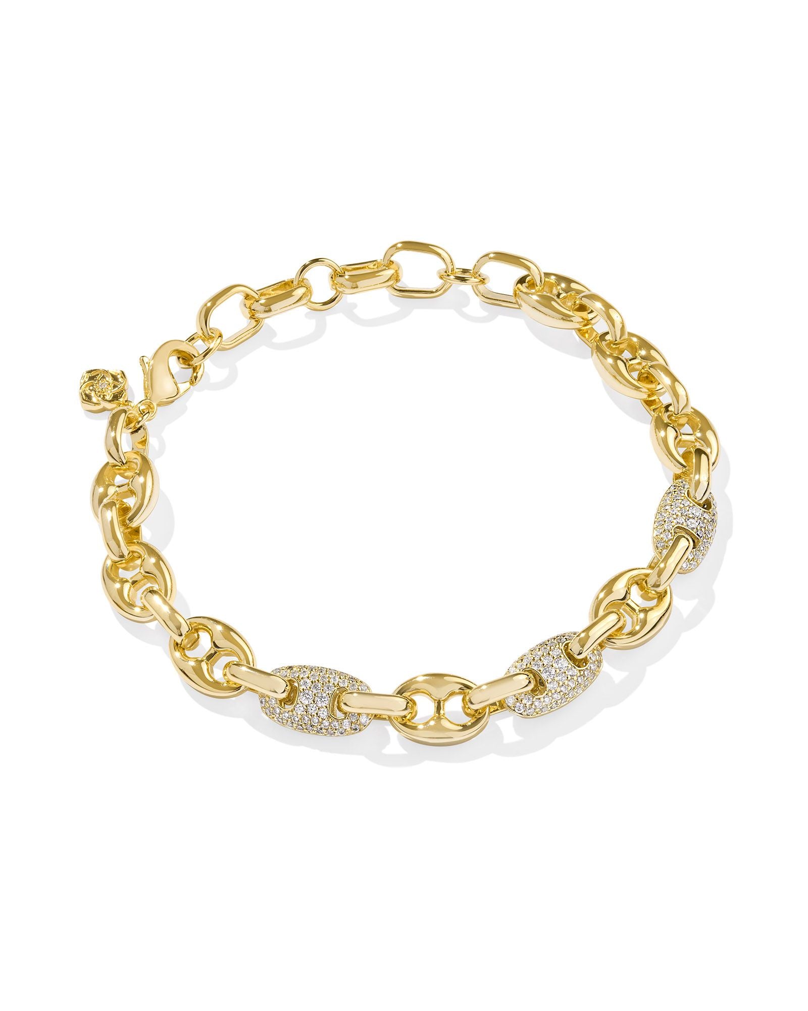 Bailey Gold Pave Chain Bracelet White Crystal