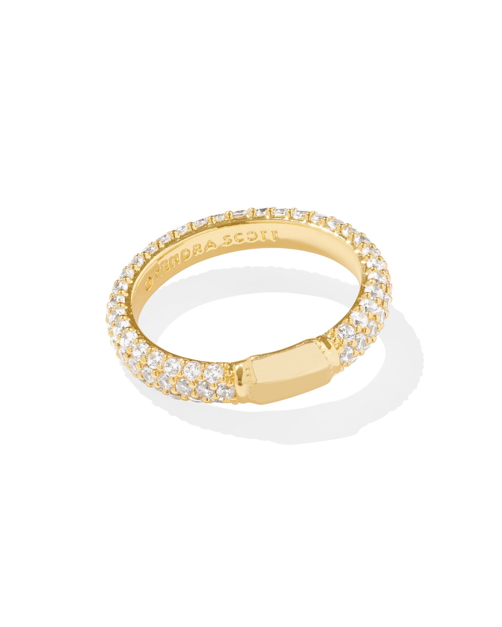 Emery Gold Band Ring White Crystal