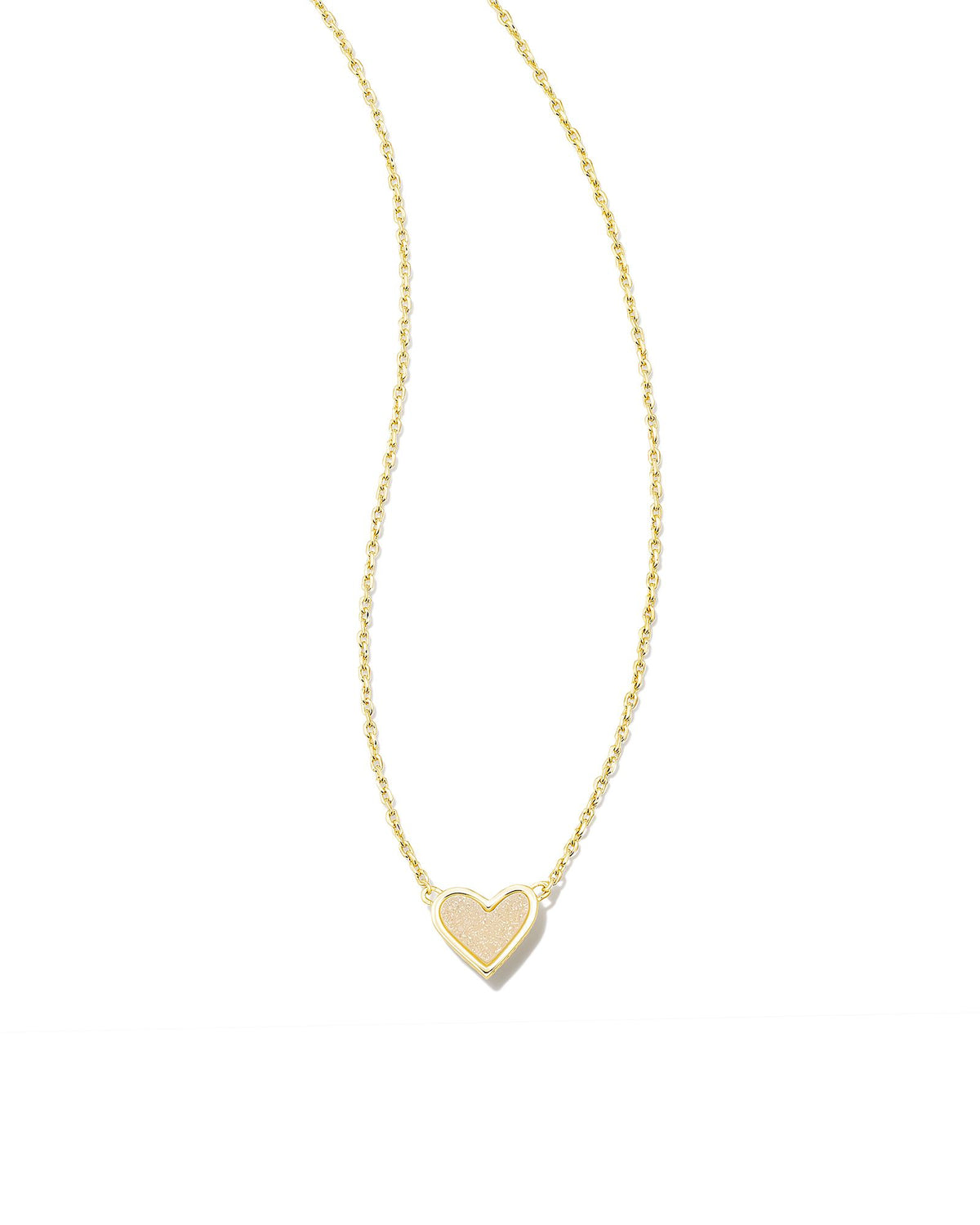 Ari Heart Gold Pendant Necklace in Iridescent Drusy