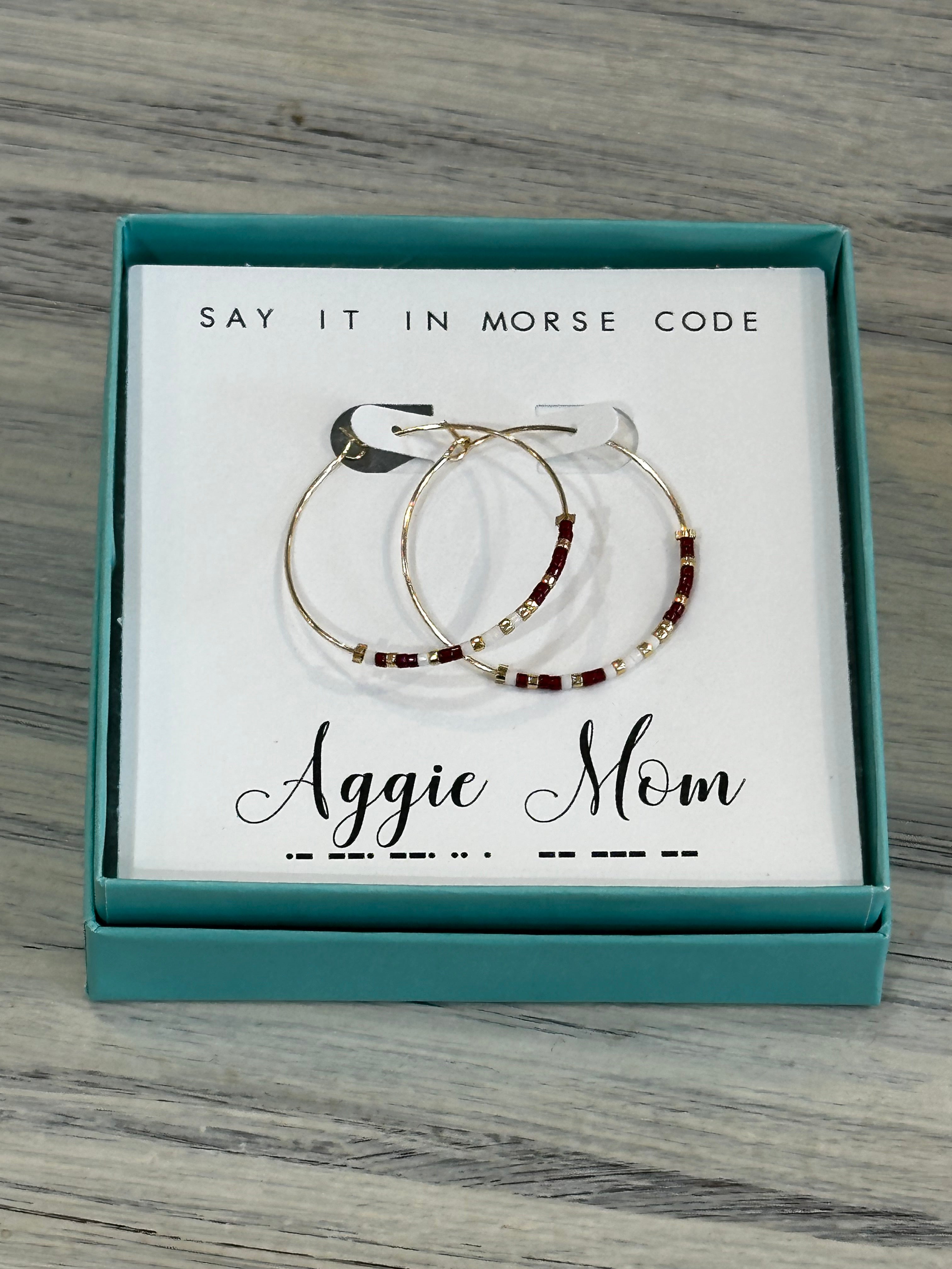 Aggie Mom Dot & Dash Hoop Earrings