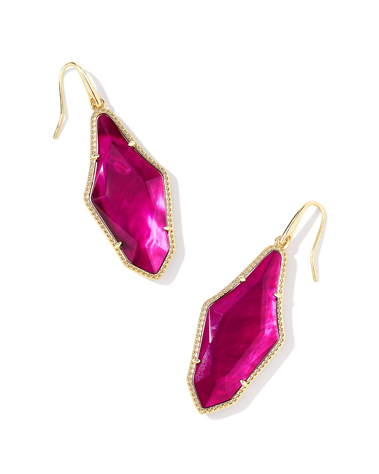 Evelyn Drop Earrings Gold Dark Magenta Illusion