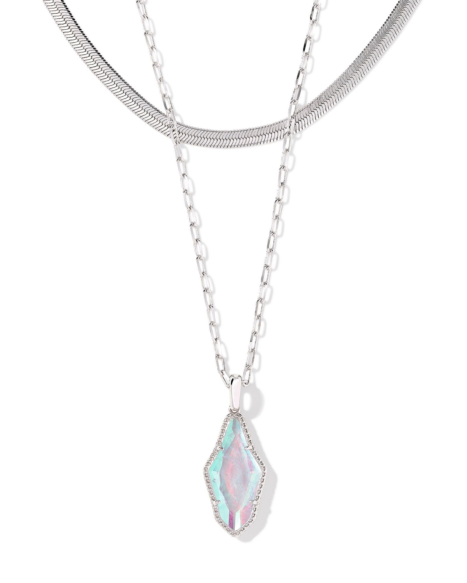 Evelyn Silver Multi Strand Necklace Rock Crystal Dichroic