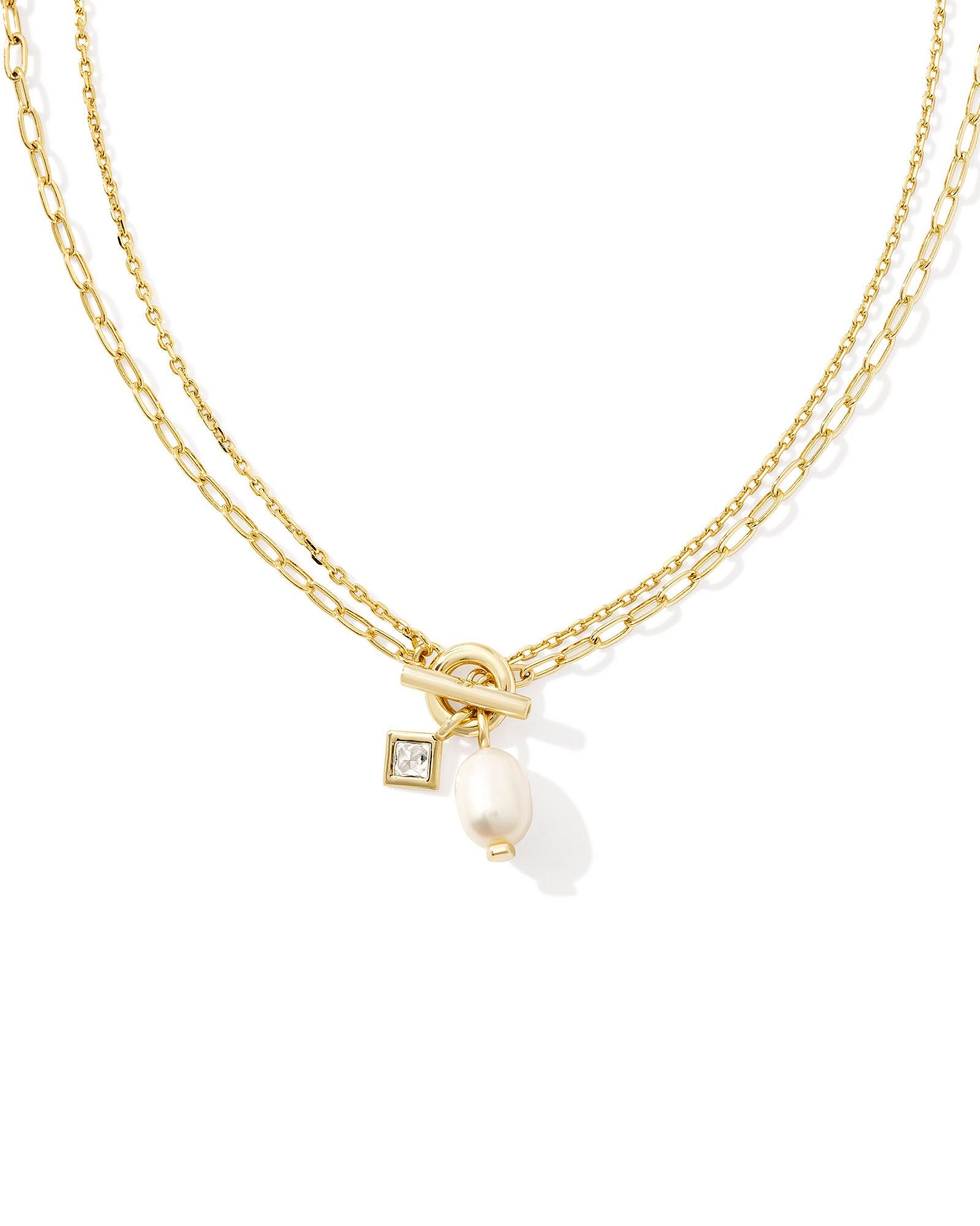 Eve Chain Milti-Strand Gold Necklace White Pearl