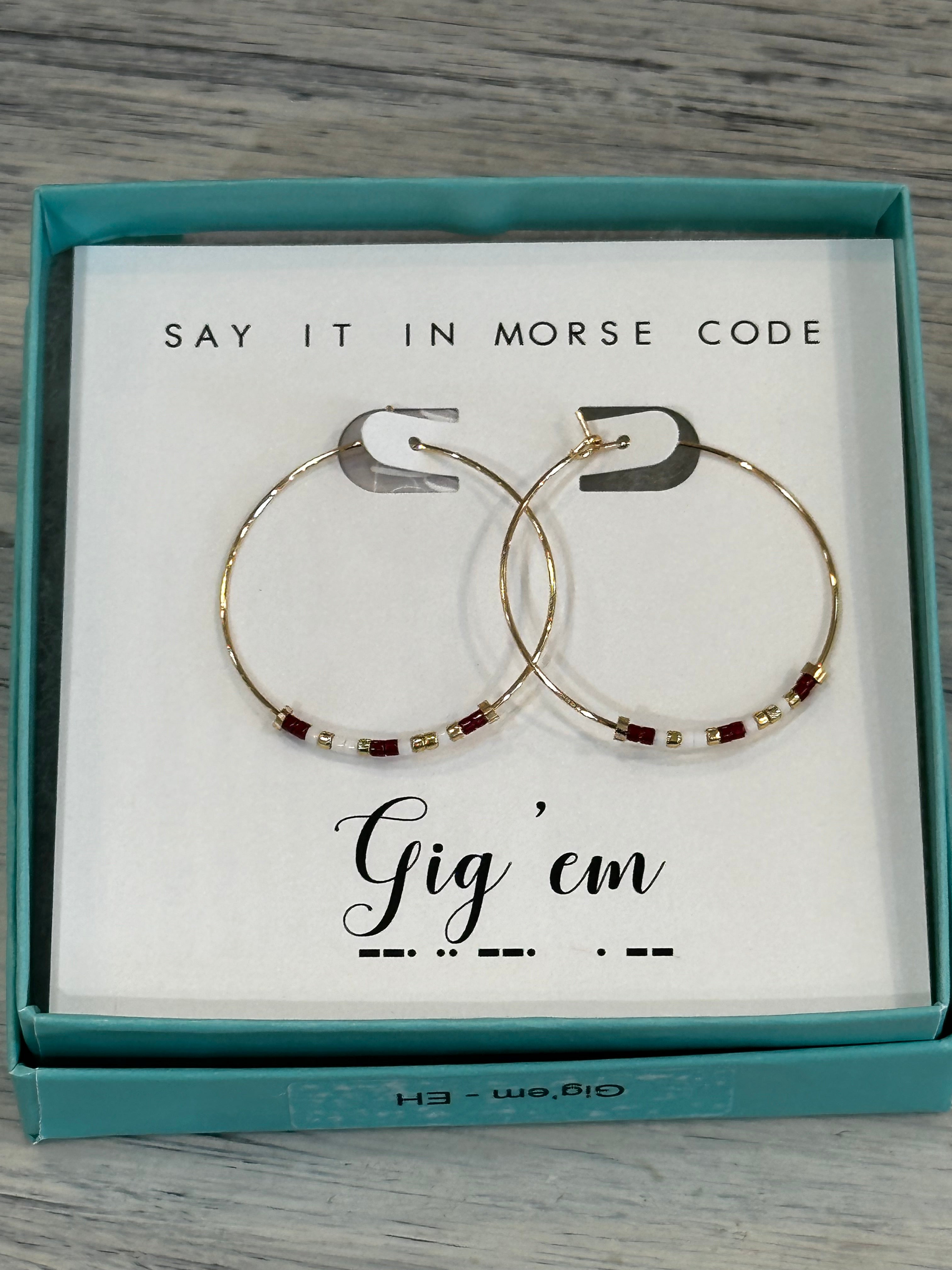 Gig 'em Dot & Dash Hoop Earrings