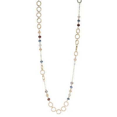 Bryn Long Necklace w/Stationed Dark Multi Color Stones