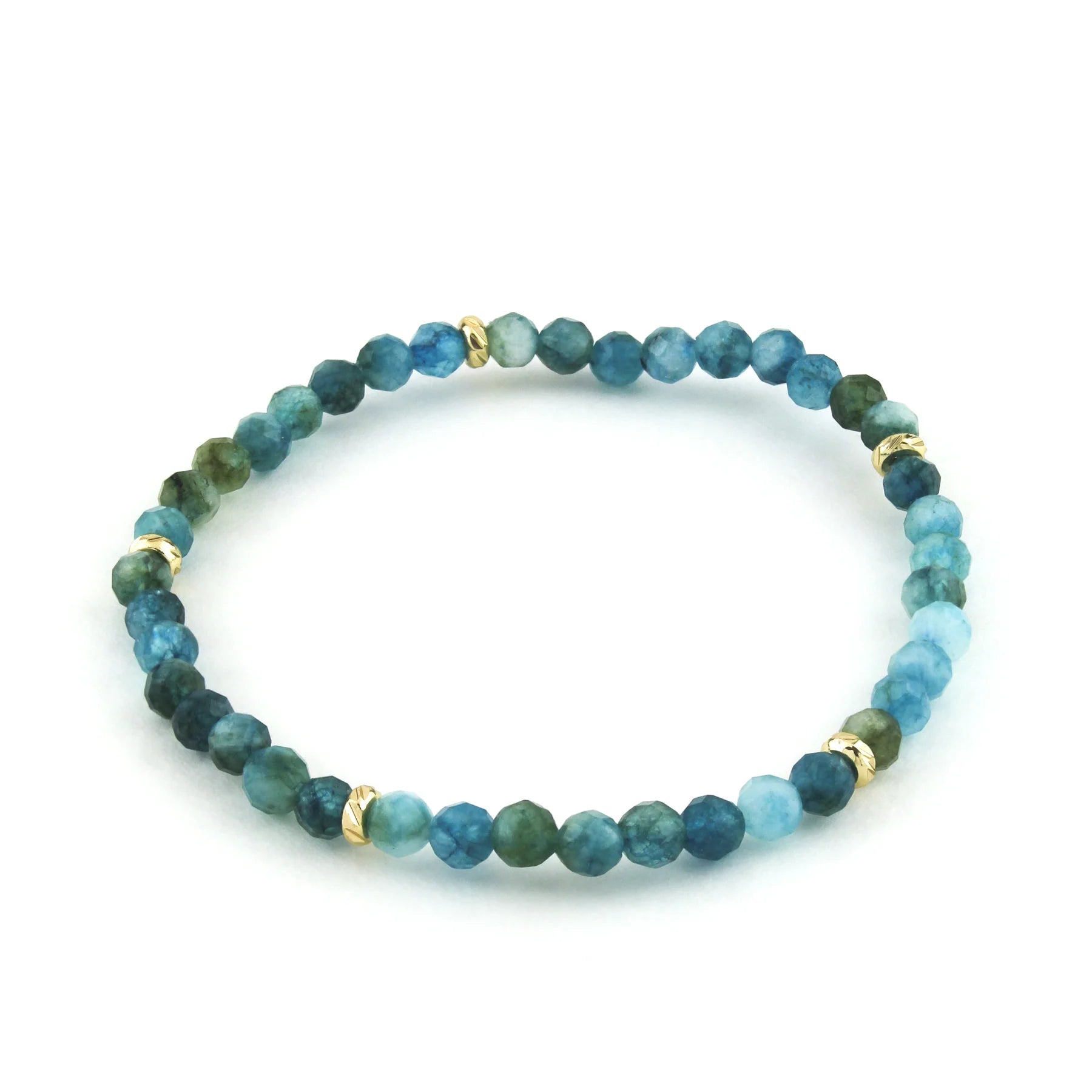 14K Gold Filled Blue Phosphate Gemstone Bracelet 4MM