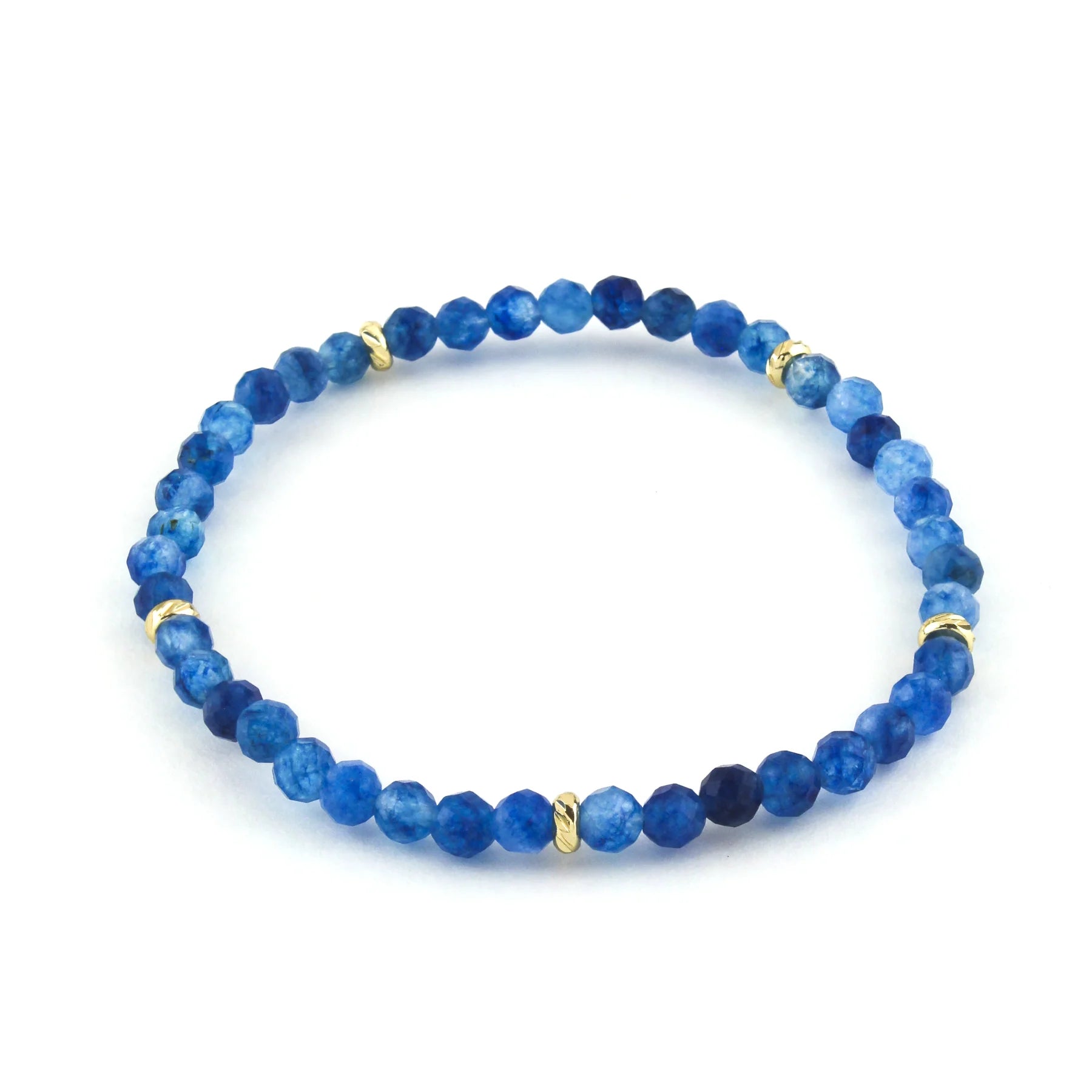 14K Gold Filled Blue Quartz Gemstone Bracelet 4MM