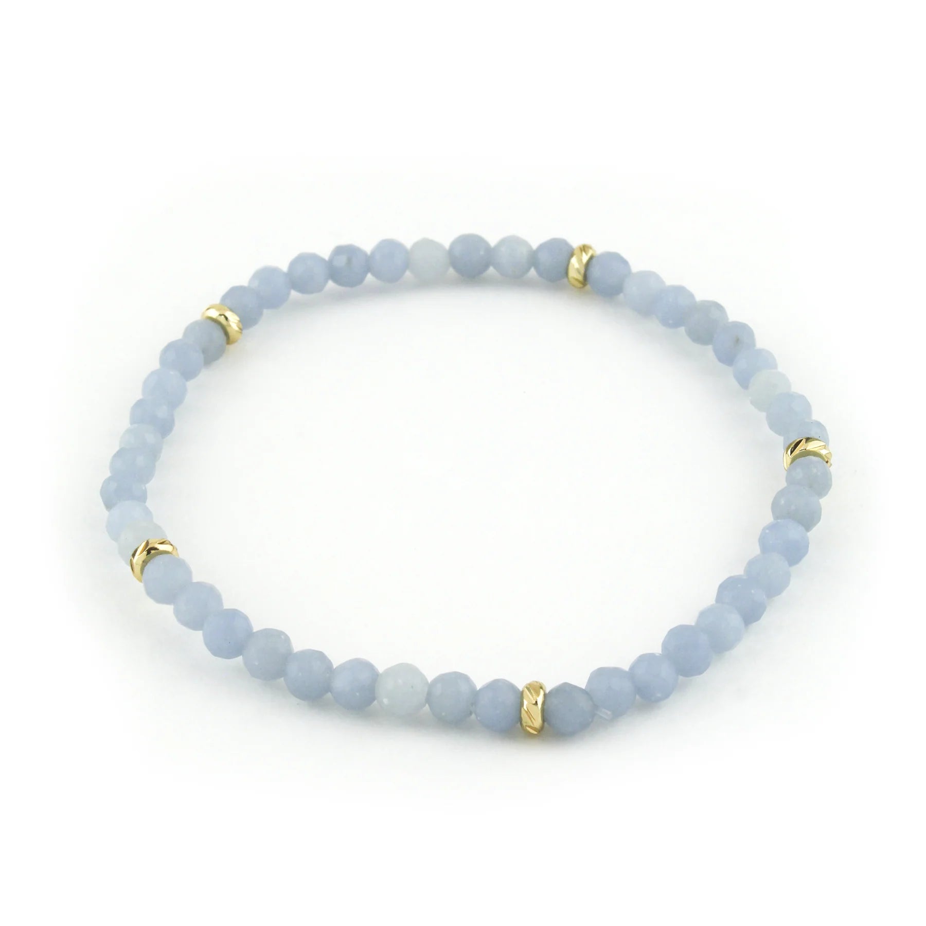 14K Gold Filled Blue Jade Gemstone Bracelet 4MM