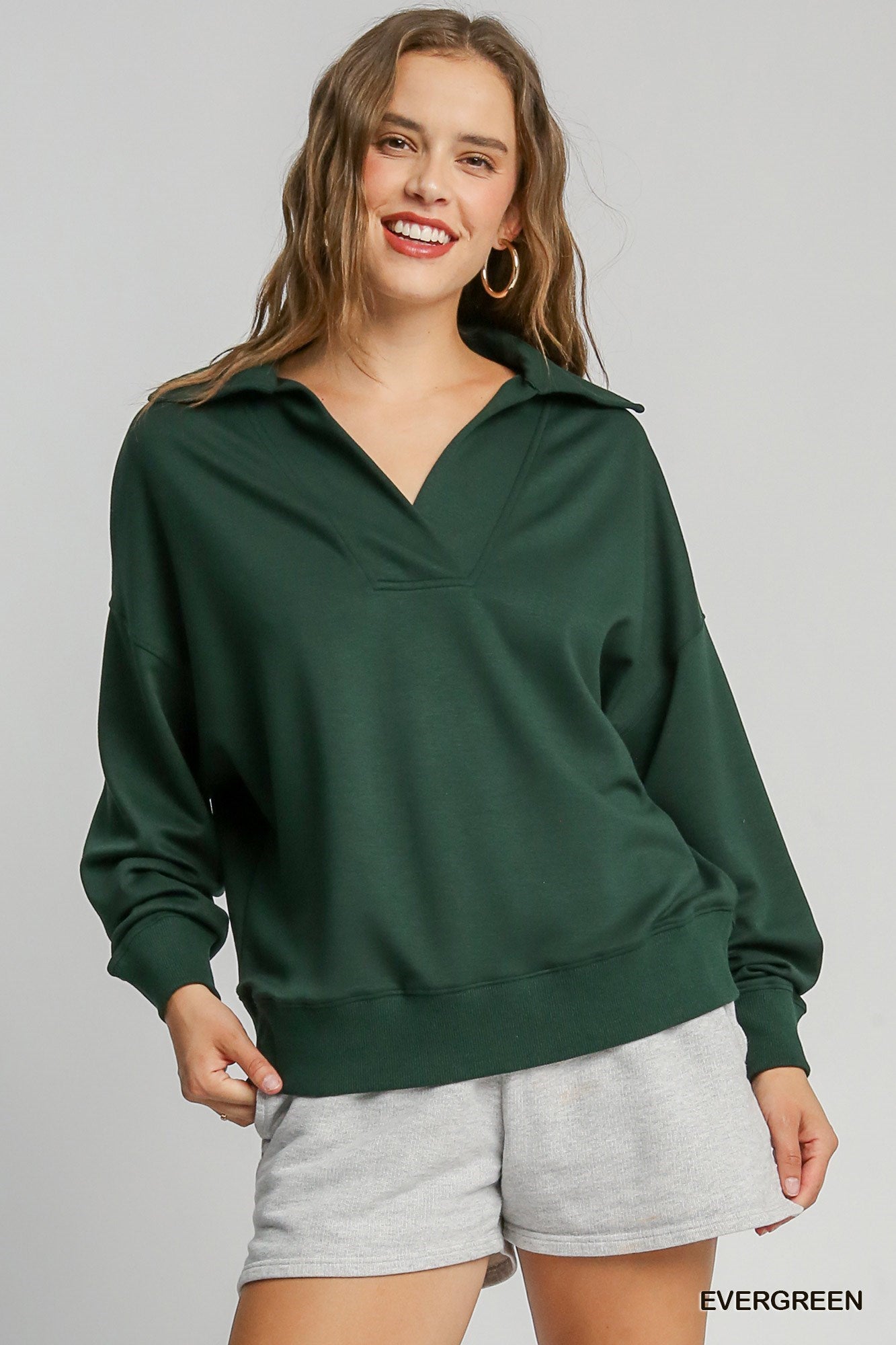 Buttery Soft Long Sleeve Pullover Evergreen