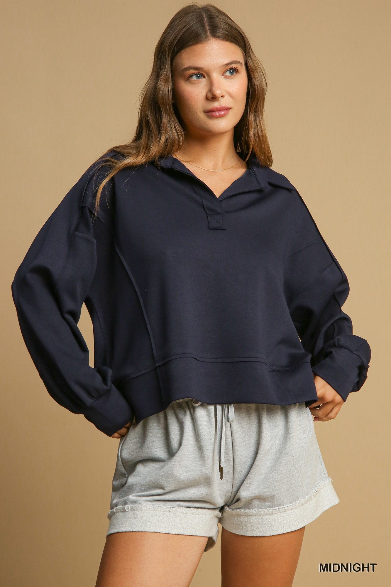 Luxe Knit Collared Long Sleeve Pullover