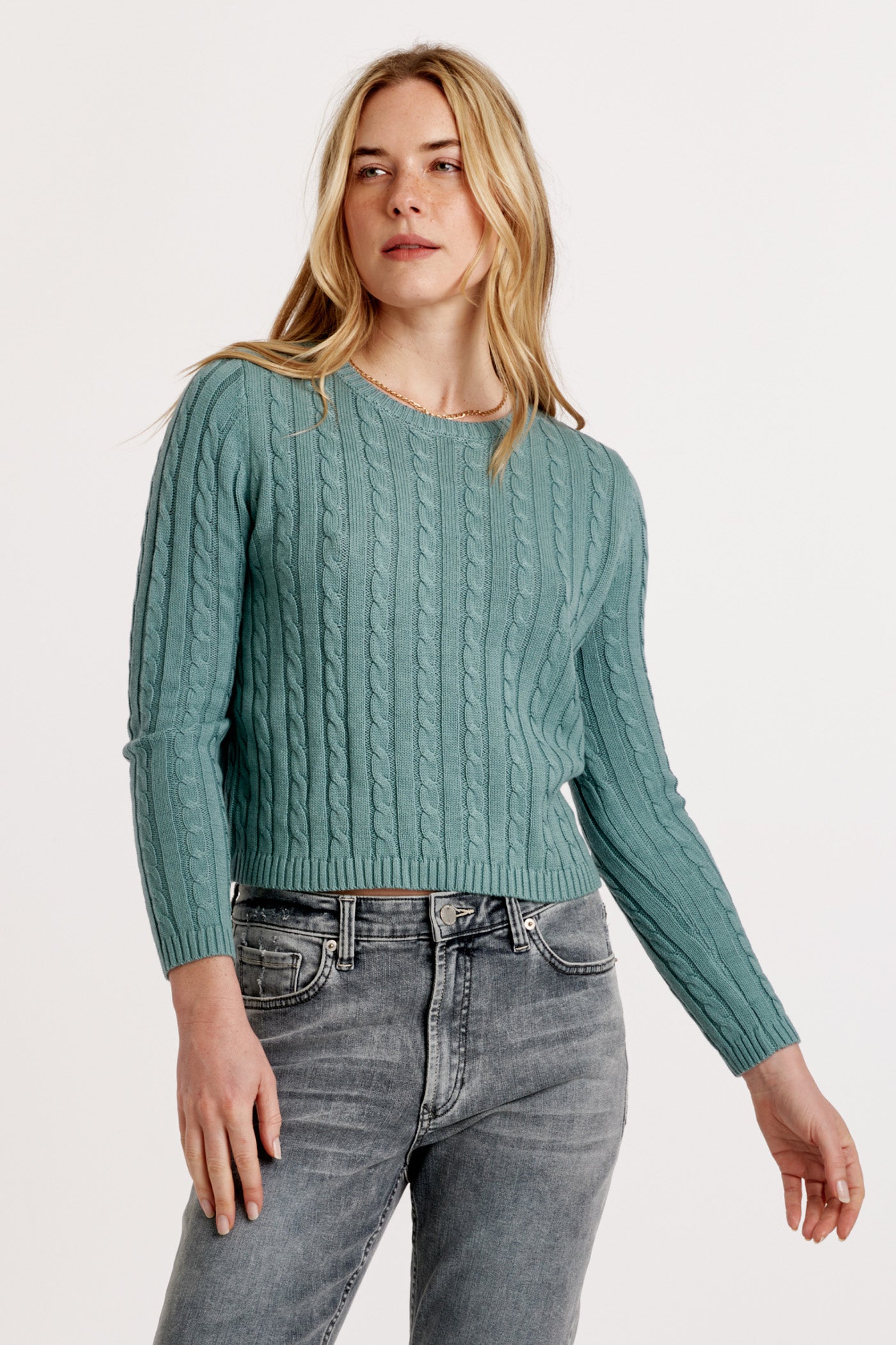 Lupe Cable Knit Sweater Slate Blue