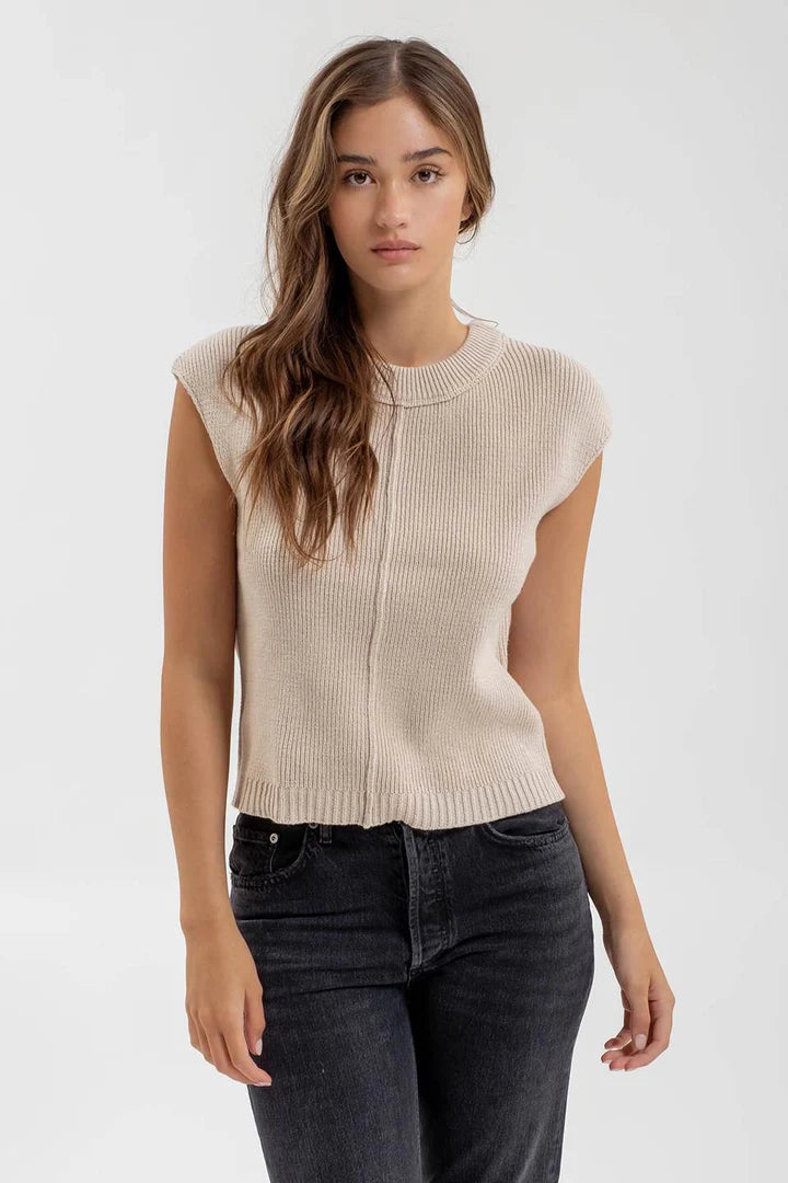 Sleeveless Crew Neck Sweater Top