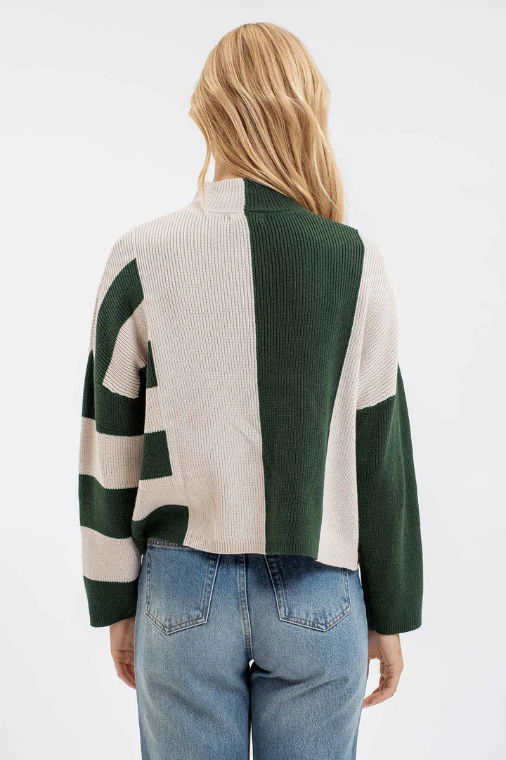 Mock Neck Color Block Sweater