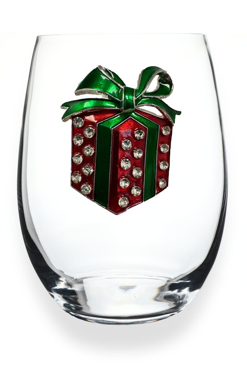 Holiday Gift Stemless Wine Glass