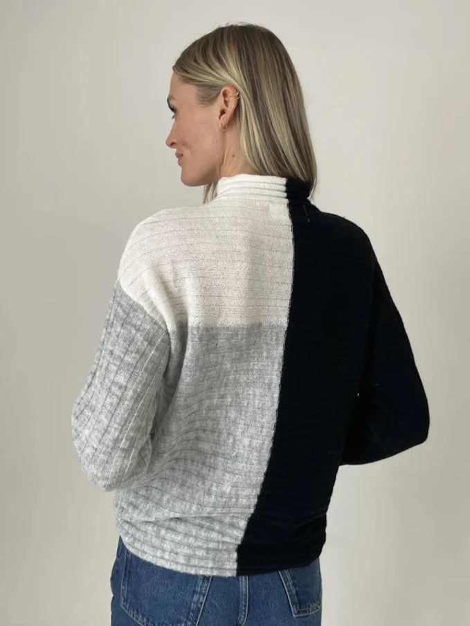 Maggie Color Block Funnel Neck Sweater