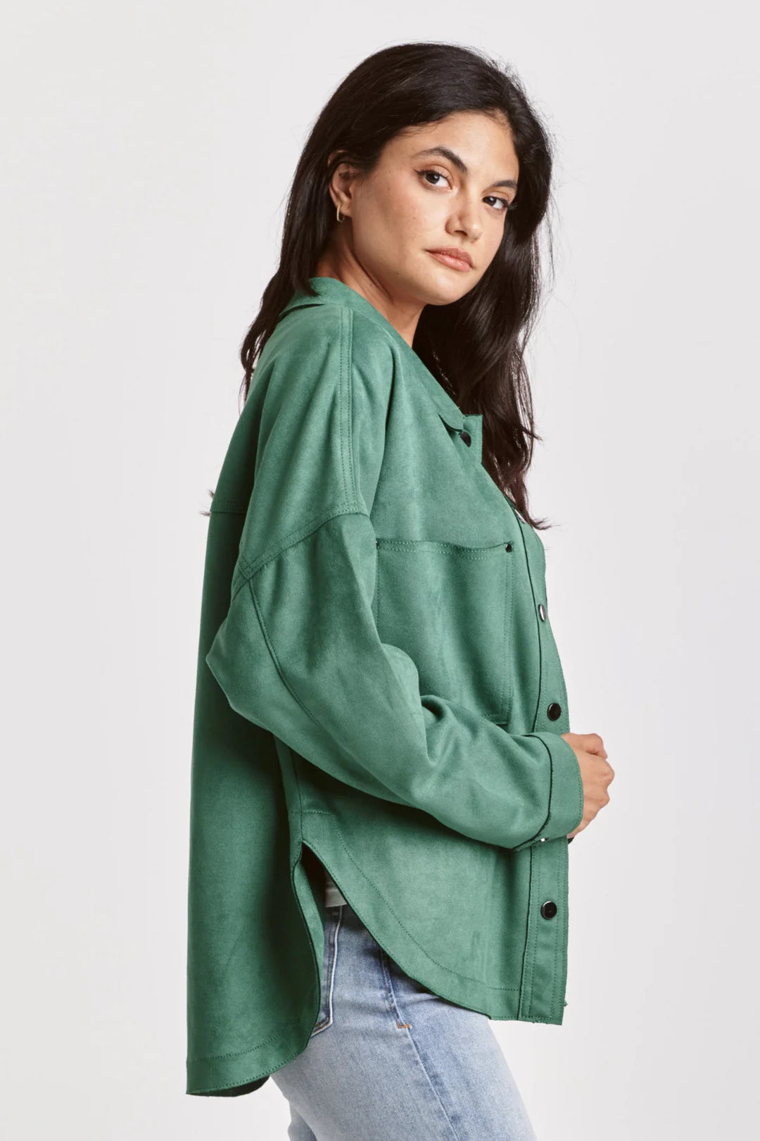 Gina Suede Shirt Jacket Nephrite