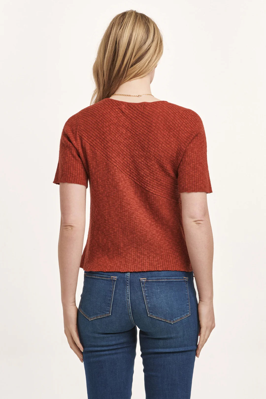 Giana Crew Neck Short Sleeve Sweater Intense Rust