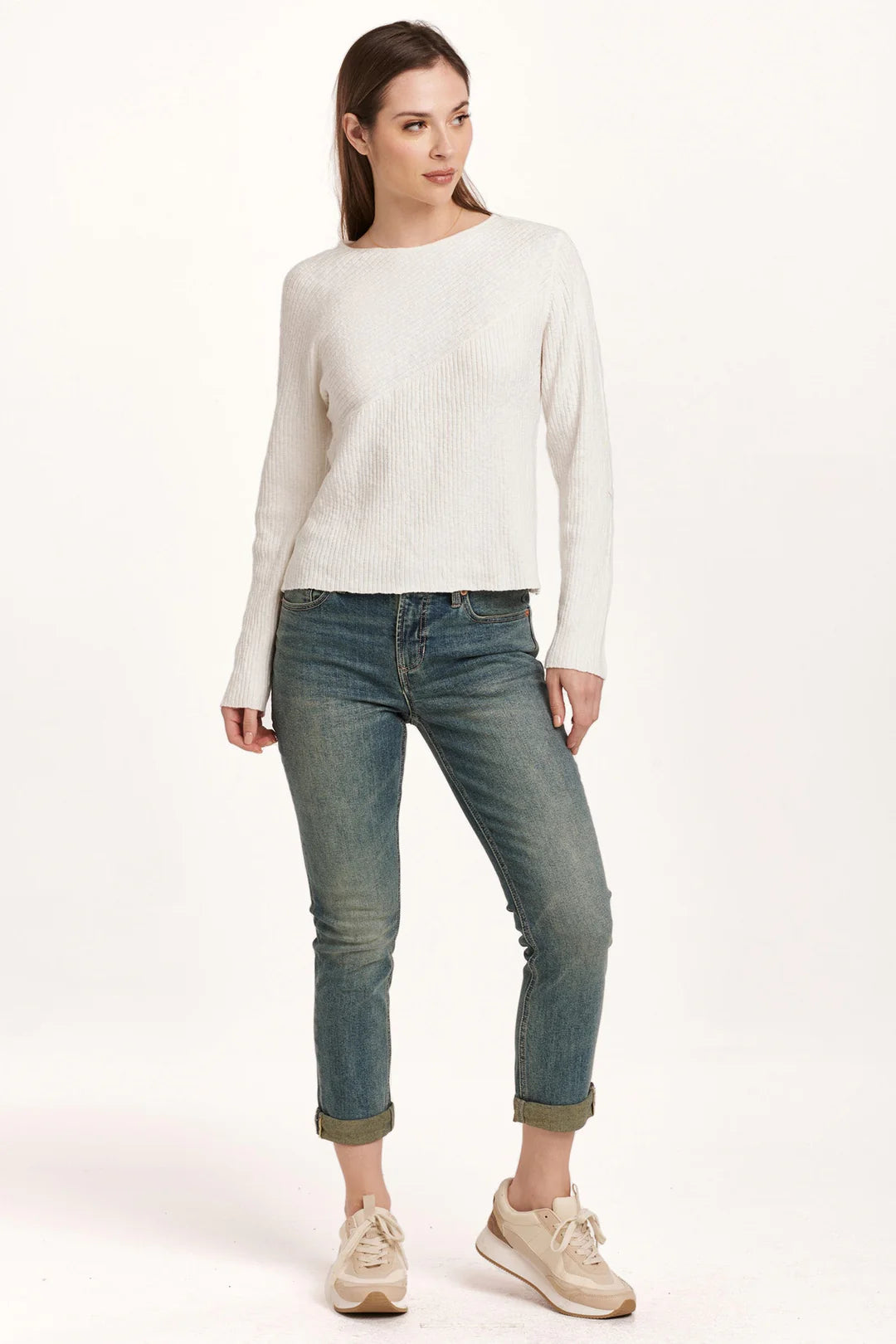 Giovanna Crew Neck Long Sleeve Sweater Ivory