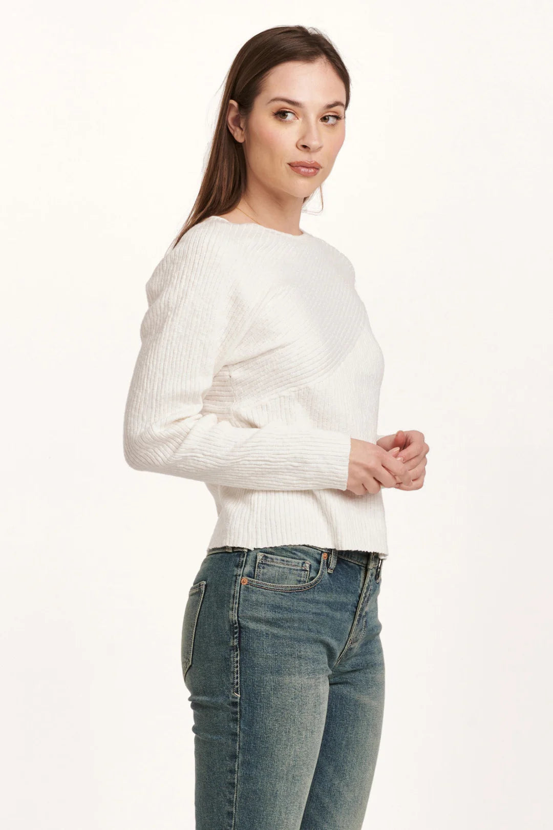 Giovanna Crew Neck Long Sleeve Sweater Ivory