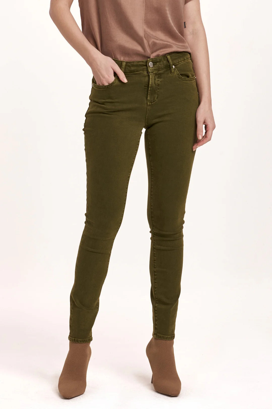 Gisele Skinny Mid Rise Ankle Jean Sage Vine