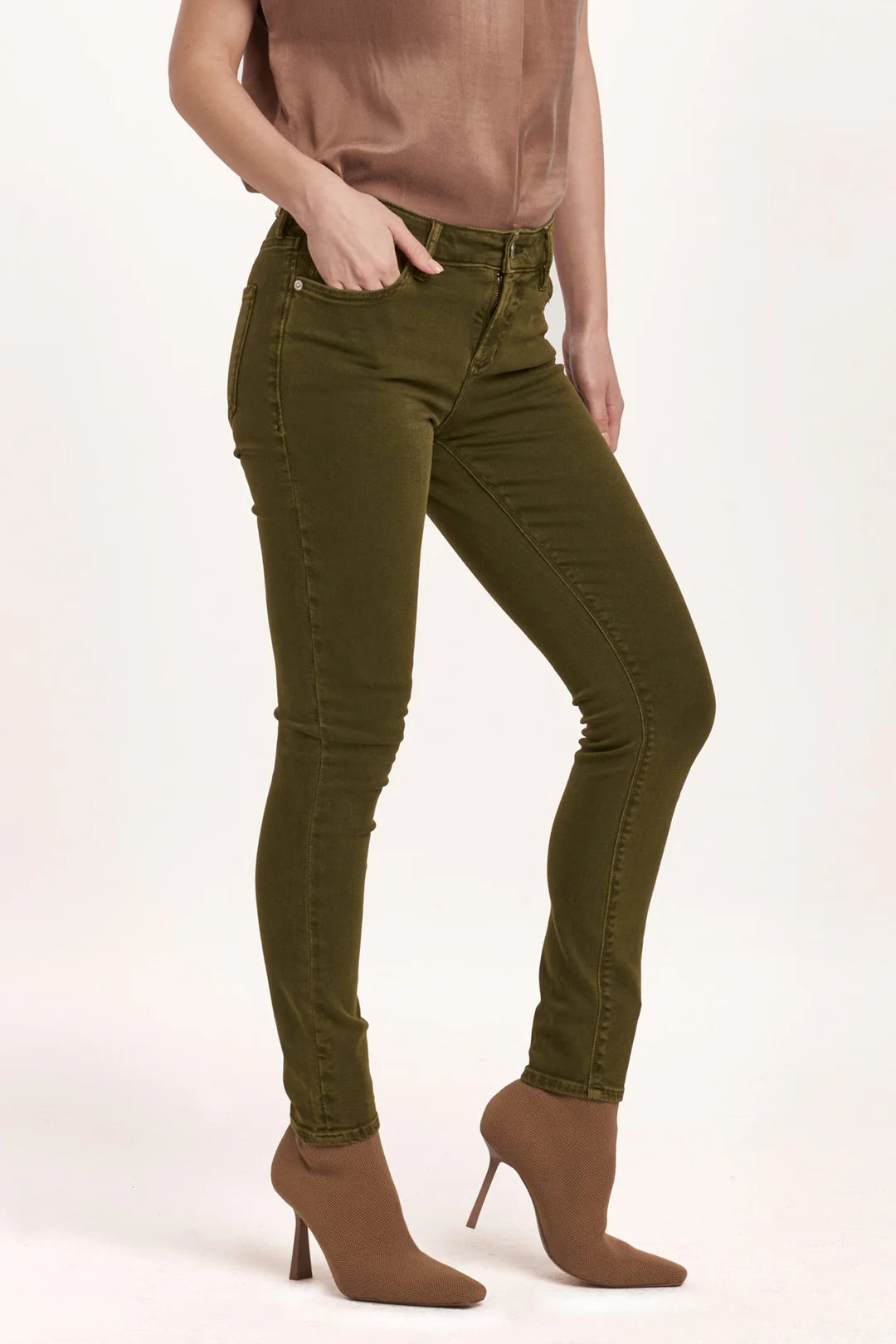 Gisele Skinny Mid Rise Ankle Jean Sage Vine