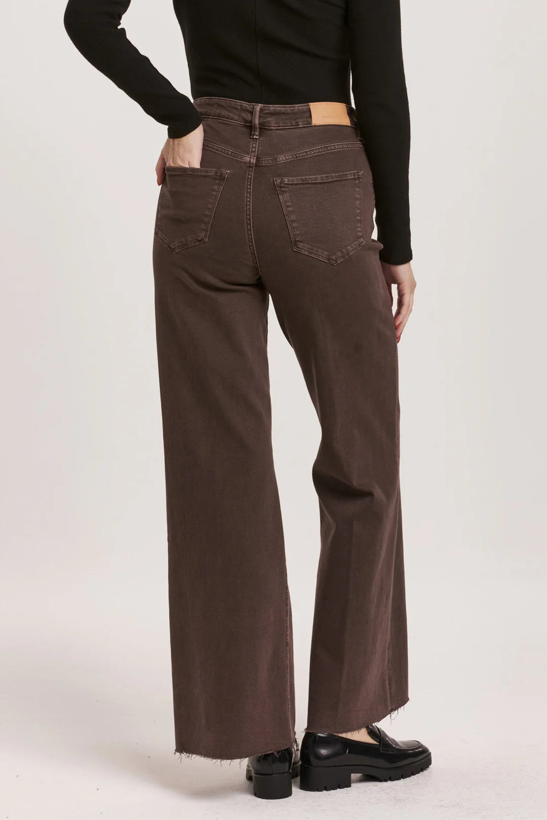 Fiona High Rise Wide Leg Jeans Mocha Brown